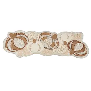 Saro Lifestyle 4344.GL1236B 12 x 36 in. Pumpkin Patchwork Beaded Oblong Table Runner, Gold