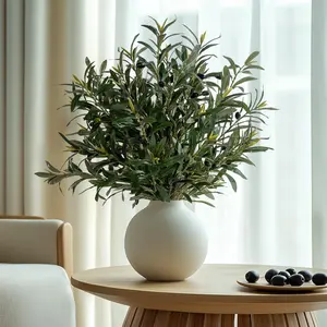 8 count 24" Artificial Olive Branches, Realistic  Olive Tree Branches with 712 Silk Leaves & 4 Olives, Bendable Stems for Vase Fillers, Wedding Centerpieces, Farmhouse  Decor - No Vase