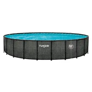 Funsicle 22' x 52" Oasis Designer Round Above Ground Pool, Dark Herringbone