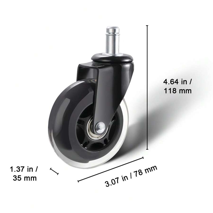Office Chair Wheels Set Of 5 2'' 3'' Caster Wheels For Hardwood Floors & Carpet Heavy Duty Computer Gaming Desk Casters With 130-440 Lbs Load Capacity Universal Fit