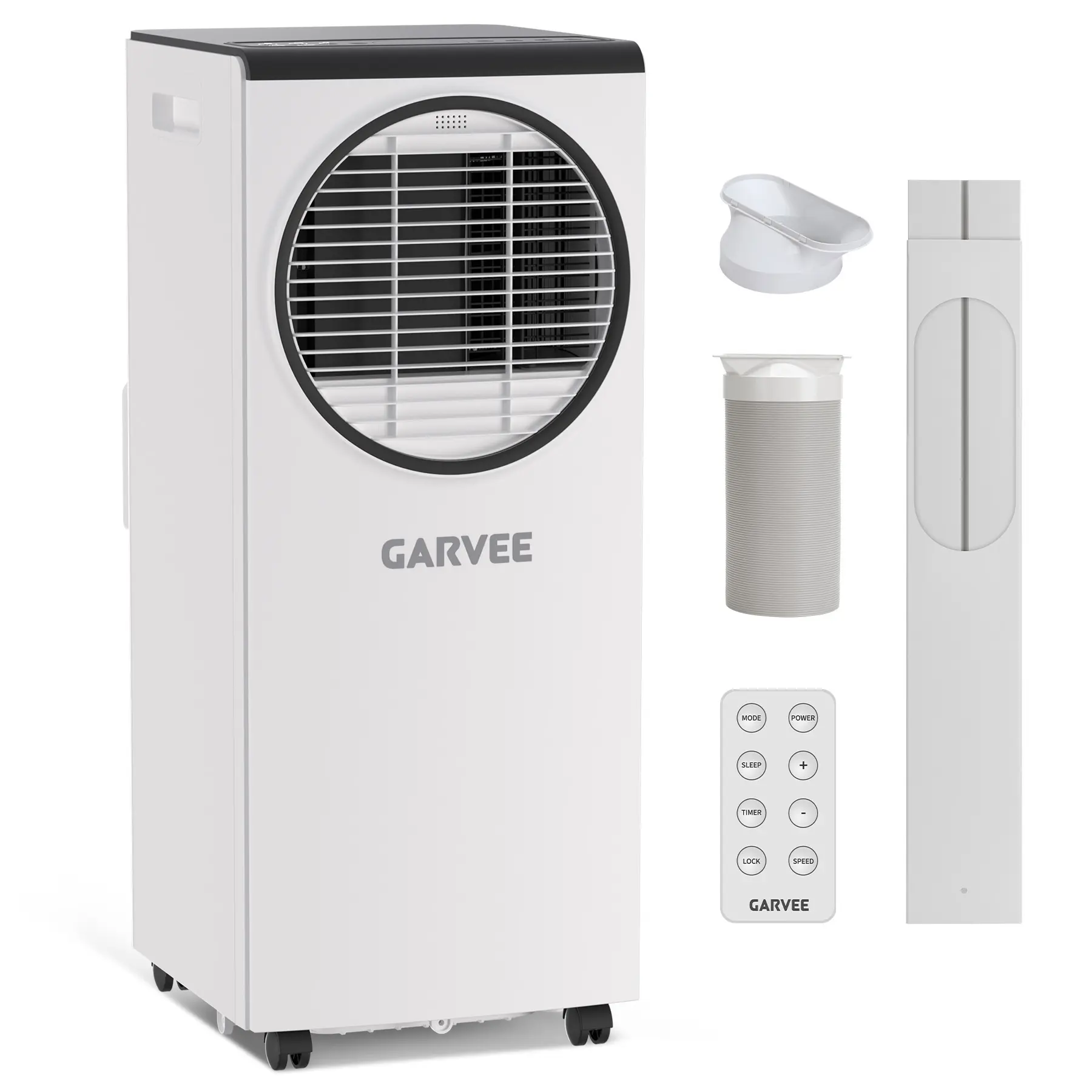 Garvee Portable Air Conditioner 8000 BTU – 3-in-1 Cooling, Dehumidifier & Fan – Energy Efficient, Digital LED Display, Remote, 24H Timer, Quiet Operation – Easy Install for Bedroom, Office, Dorm, Up to 350 Sq.Ft – White