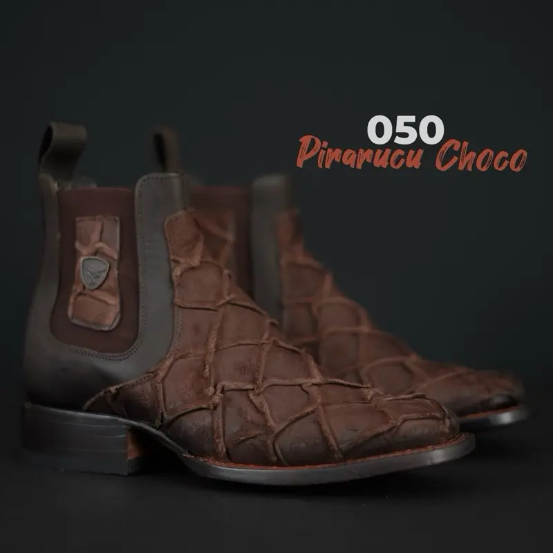 050  Mate Choco Print Botin Vaquero de Mexico Western Boots Ranch ankle boots