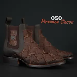 050  Mate Choco Print Botin Vaquero de Mexico Western Boots Ranch ankle boots
