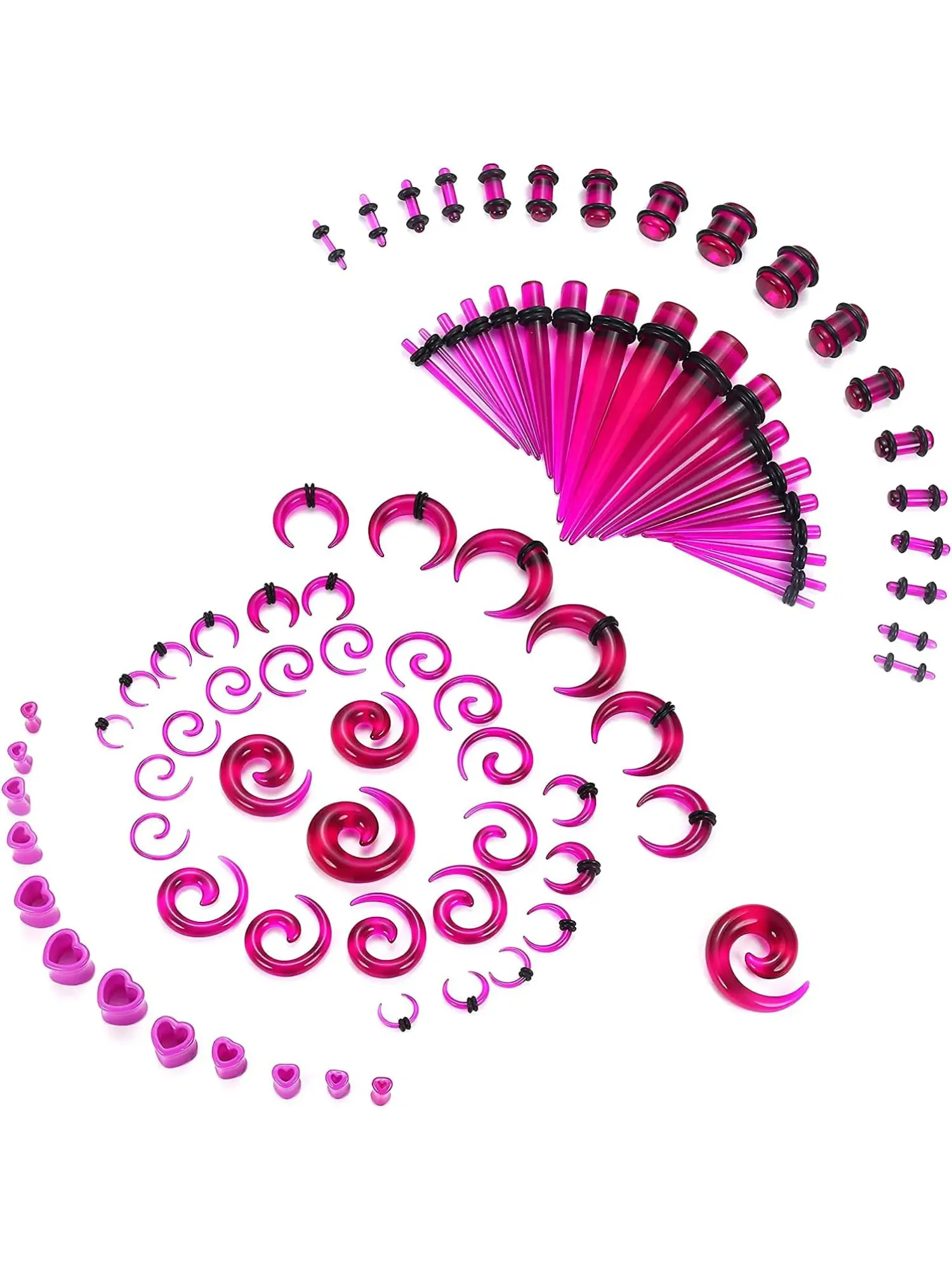 84 Pcs Purple Sky Blue Acrylic Ear Gauges Stretching Set for Women Men Skin-safe Lightweight Material Sleek Mirror Polished Texture Conical Tapers Round Plugs Spiral Expander Kit Complete Ear Stretching Starter Pack for Piercing Lovers