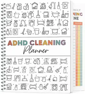 1-Pack Spiral Bound Cleaning Planner Notebook, Color-Coded Household Chore Checklist Organizer with Daily, Weekly, Monthly, Annual Task Schedules, Durable Cover & Smooth Pages for Home Organization