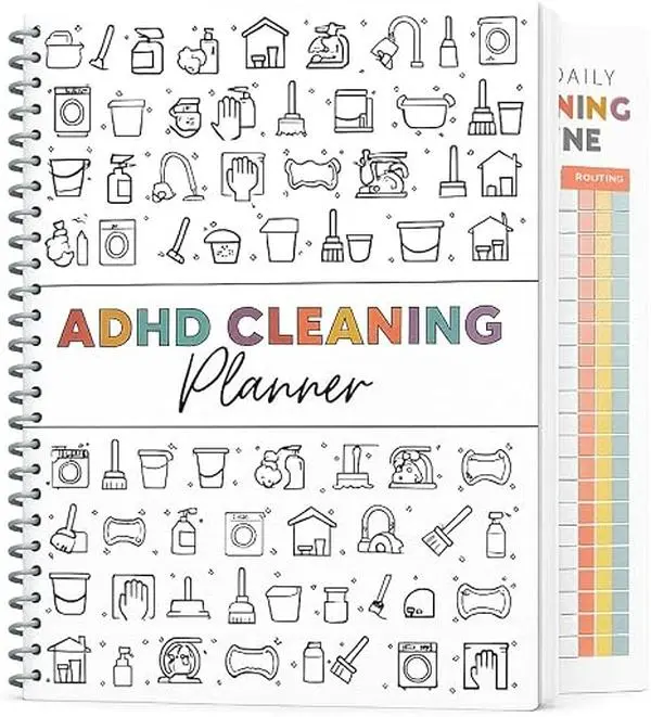1-Pack Spiral Bound Cleaning Planner Notebook, Color-Coded Household Chore Checklist Organizer with Daily, Weekly, Monthly, Annual Task Schedules, Durable Cover & Smooth Pages for Home Organization