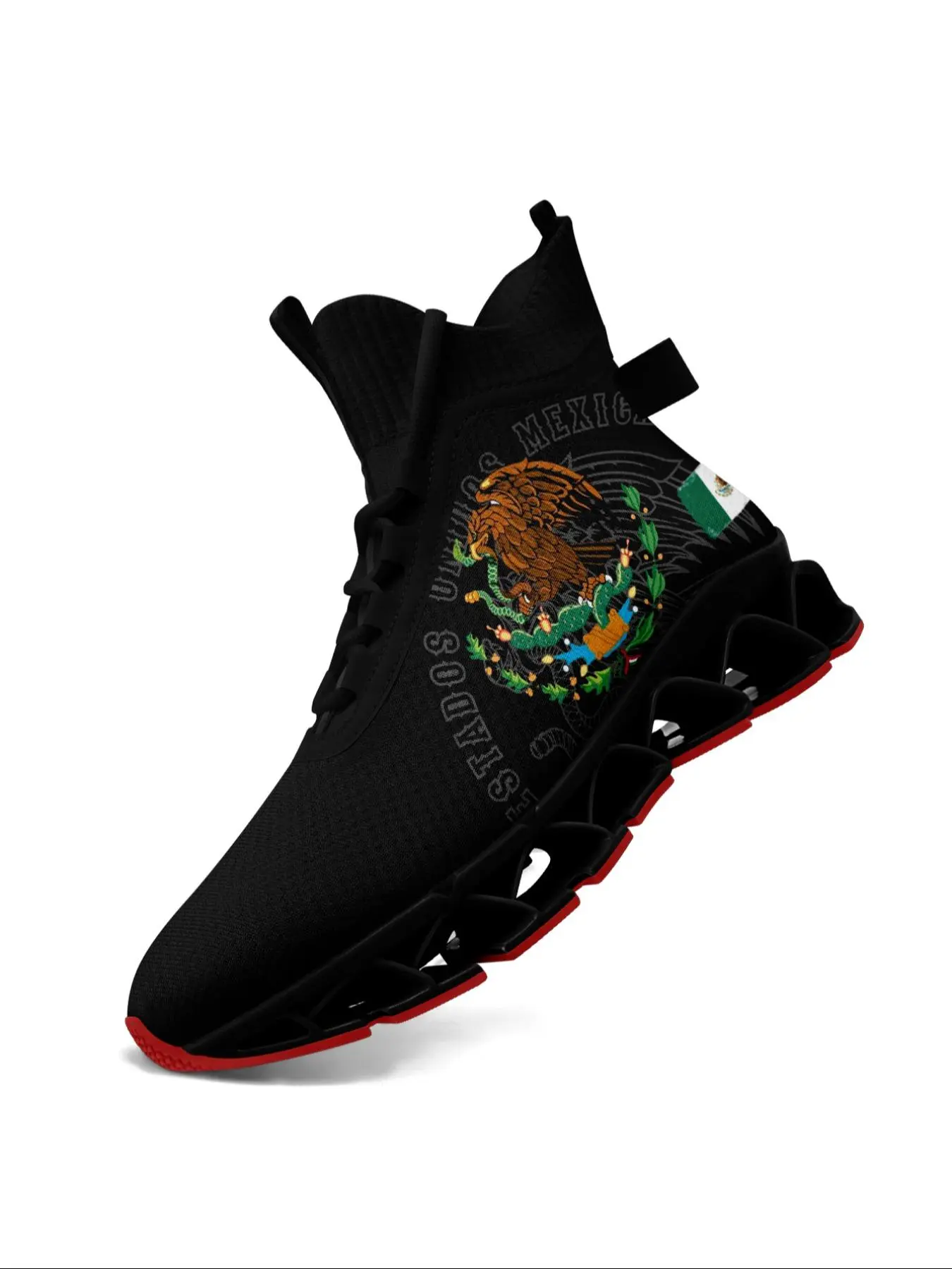Women's Mexico Eagle Print Lace Up High-Top Sports Sneakers, Trendy Walking Sneaker, Trendy Breathable Casual Athletic Shoe, Durable Comfortable Daily Wear Blade Shoes, Fashionable Sneakers, Trending Sneakers, Graphic Print Sneakers