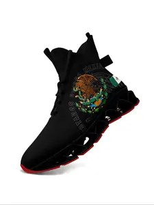 Women's Mexico Eagle Print Lace Up High-Top Sports Sneakers, Trendy Walking Sneaker, Trendy Breathable Casual Athletic Shoe, Durable Comfortable Daily Wear Blade Shoes, Fashionable Sneakers