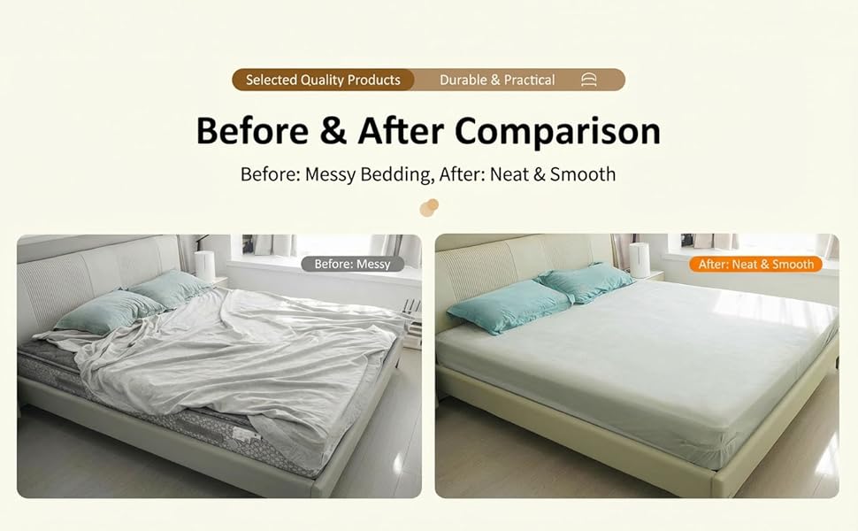 4-Point Bed Sheet Holder with Non-Slip, Stable Design - Hidden Snap Clips for Secure Bedding, Easy Installation, Durable Polypropylene (PP) Material, Available in White & Gray, Bed Sheet Holder, Smooth End, Robust Build