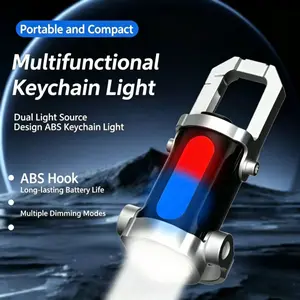 Powerful Mini Flashlight for Night Walking & Camping | Emergency Red Blue Strobe Light | Compact Keychain Safety Light for Backpack