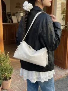 Sweet Cool Trendy Oil Wax PU Underarm Bag, Handheld Shoulder Crossbody Three-Way Backpack, Casual Daily Commute Street Bag