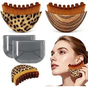 2PCS Lymphatic Drainage Gua Sha Face Brush for Sculpting, Face Slimmer, Lymphatic Contour Face Brush for Reduce Puffiness & Lift, Super Soft Manual Massager for Facial Cleansing with Portable Case