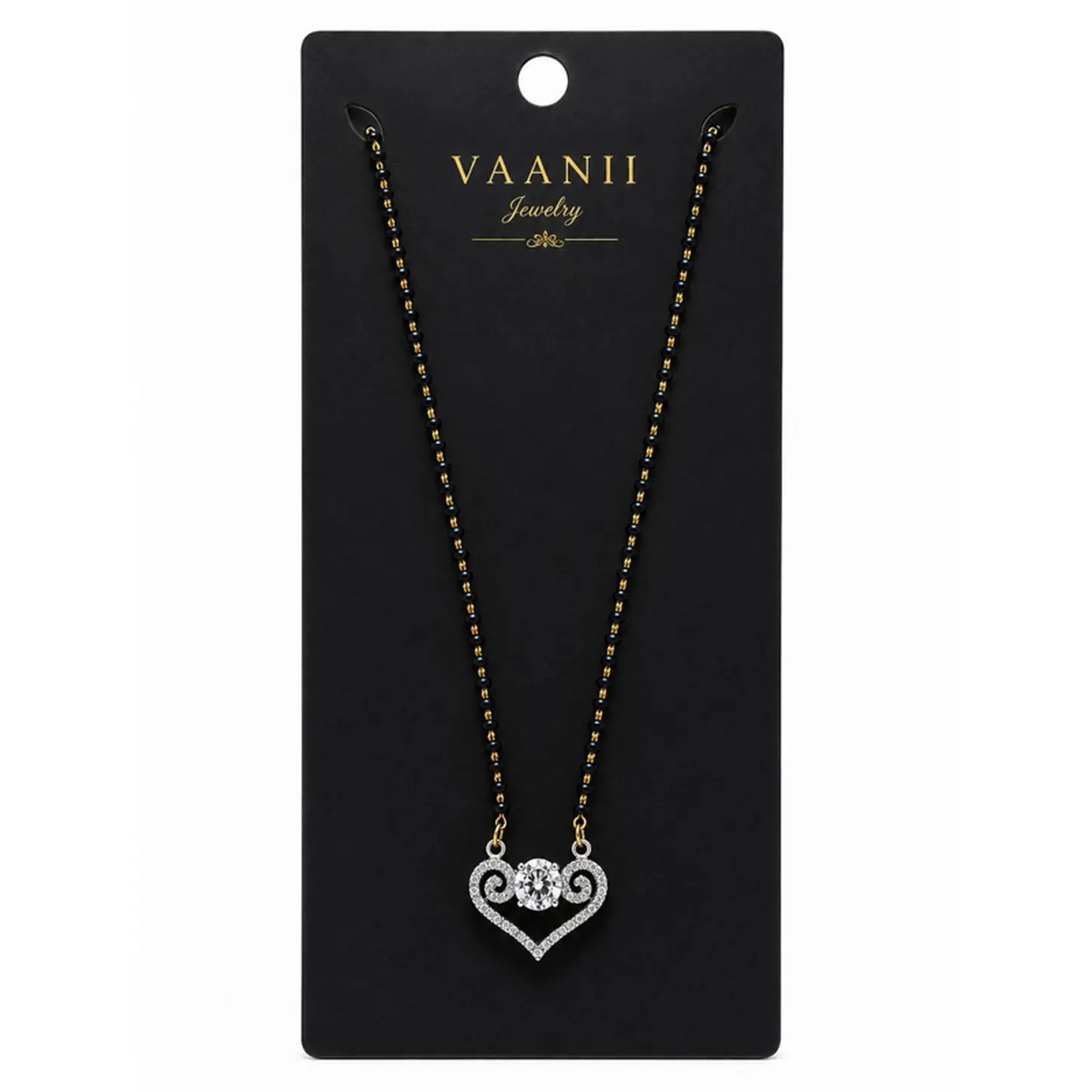 Vaanii Jewelry Daily Use Mangalsutra Heart Pendant Necklace for Everyday Wear