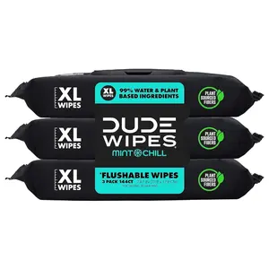 Wipes - Flushable Wipes - 3 Pack, 144 Wipes - Mint Chill Extra-Large Adult Wet Wipes - Vitamin-E, Aloe, Eucalyptus & Tea Tree Oils - Septic and Sewer Safe