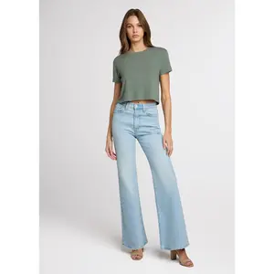 The Cropped Top in Thyme Green for Women Casual Cotton
