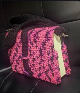 Crocheted Book Cover with Secure Latch, Soft Crochet Design, Comfortable Shoulder Strap