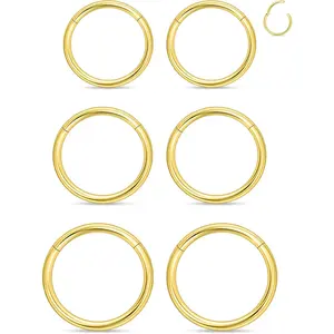 18G 16G 14G Septum Nose Rings Hoops 316l Surgical Steel Clicker Medusa Labret Snake Bite Lip Ring Tragus Helix Daith Rook Conch Snug Cartilage Lobe Earrings Hoop   For Women Men