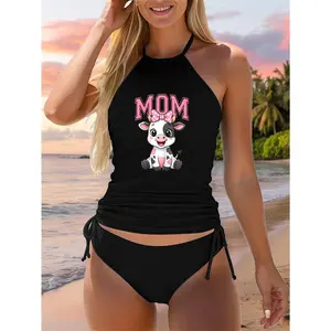 Cute Dairy Cow Funny Mother's Day and Birthday Two Piece Swimsuit