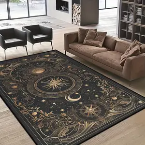 Sun and Moon Rug Boho Celestial Area Rugs for Bedroom Dorm Living Room Bohemian Occult Crescent Solar Stars Galaxy Floor Mat Pad Doormat Carpet