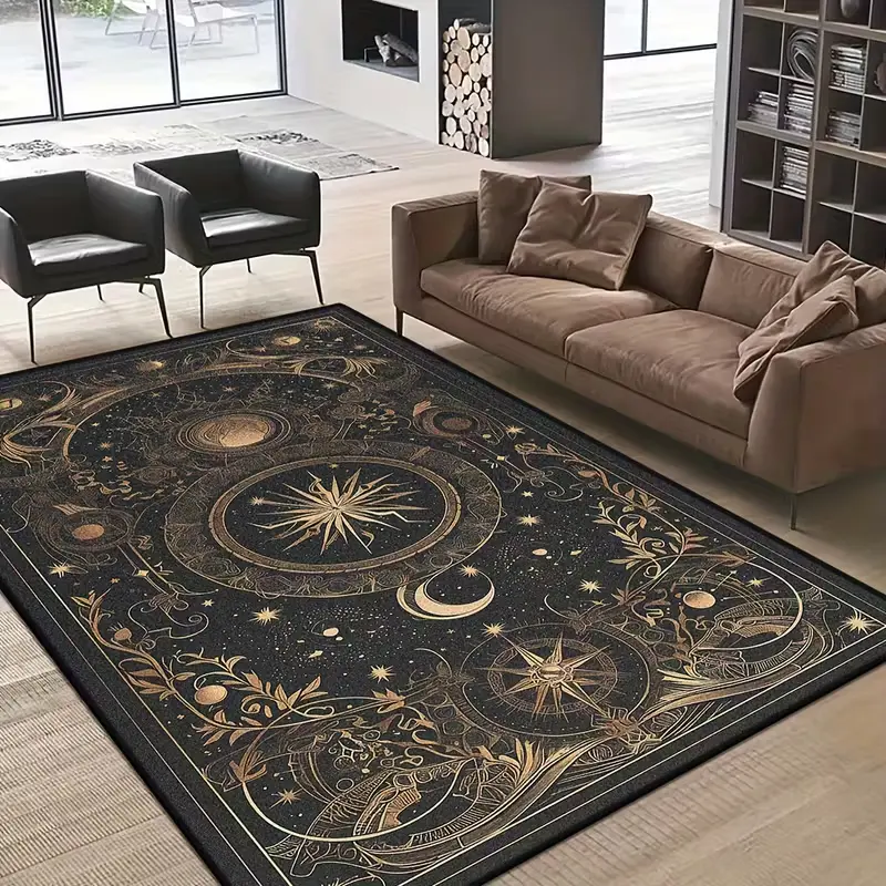 Sun and Moon Rug Boho Celestial Area Rugs for Bedroom Dorm Living Room Bohemian Occult Crescent Solar Stars Galaxy Floor Mat Pad Doormat Carpet summerwins