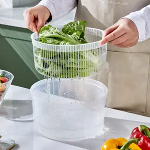 Vegetable dehydrator, salad washing tool, kitchen household vegetable spinner basket, hand-cranked vegetable dryer