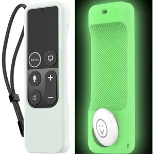 Compatible with  TV Remote Cover with AirTag Holder, Anti Slip  Case for 4K 1st Gen &  Glow Green