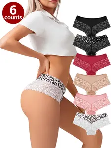 Women's Heart & Leopard Print Panty, Soft Comfy Breathable Knicker for Daily Wear, Underwear for All Seasons, Soft Breathable Panties