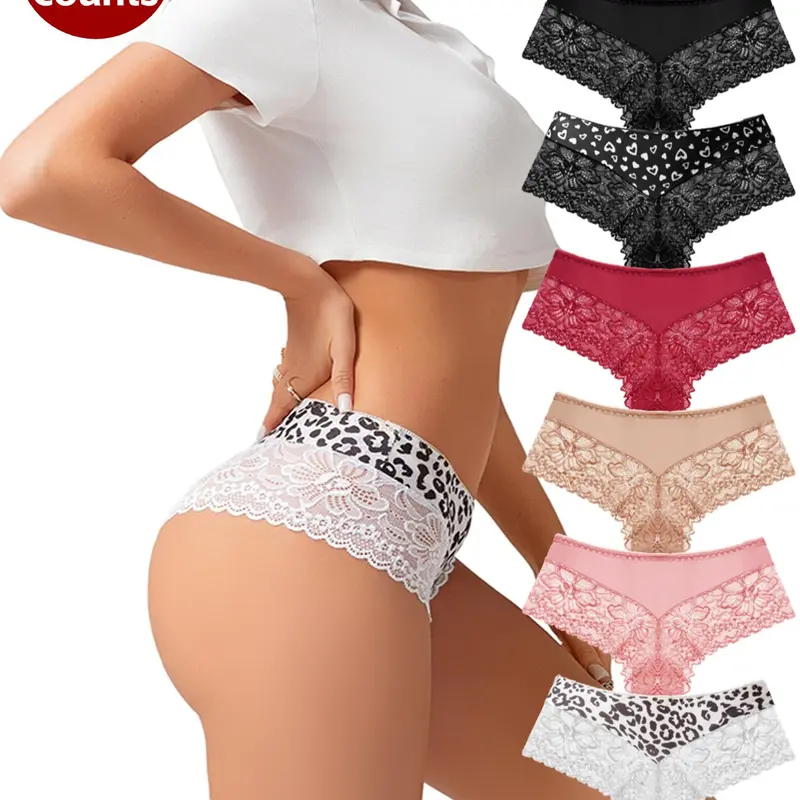 Women's Heart & Leopard Print Panty, Soft Comfy Breathable Knicker for Daily Wear, Underwear for All Seasons, Soft Breathable Panties, Fashion Breathable Underwear