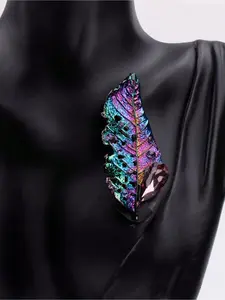 1PC delicate and dazzling crystal leaf brooch, suitable for both men and women, fashionable, elegant, high-end accessory pin