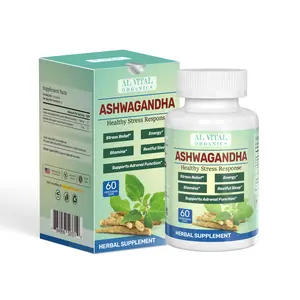 Al Vital Organics Ashwagandha Herbal Supplement for Healthy Stress Response 60 Capsules US Made Stress Relief & Herbal Formula - Healthcare Fitness Edible