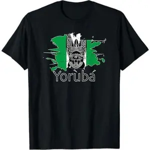 Yoruba Nigerian Tribal Mask Nigeria Yoruba Flag T-Shirt