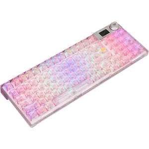 F98 Pro 95% Hot-Swappable Mechanical Keyboard - Transparent Keycaps, RGB Backlit Gaming Keyboard, Tri-Mode BT5.0/2.4G/USB-C, OLED Display, 4000mAh ,