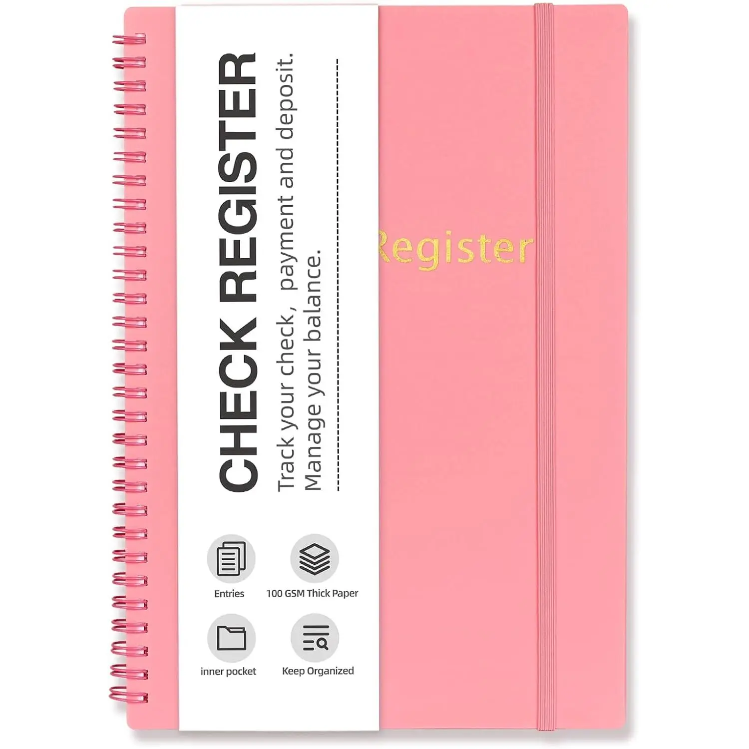 Check Registers for Personal Checkbook, Spiral Large Check Register Book, Budget Planner with Check Register for Personal and Work, 7.5'' x 10'' -