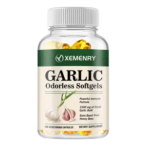 Xemenry - Odorless Garlic Capsules 1500 mg - With Royal Jelly and Bee Pollen - Promotes healthy cholesterol levels and supports the immune system - Gluten Free Non-GMO - 120 Softgels [2 Month Supply]