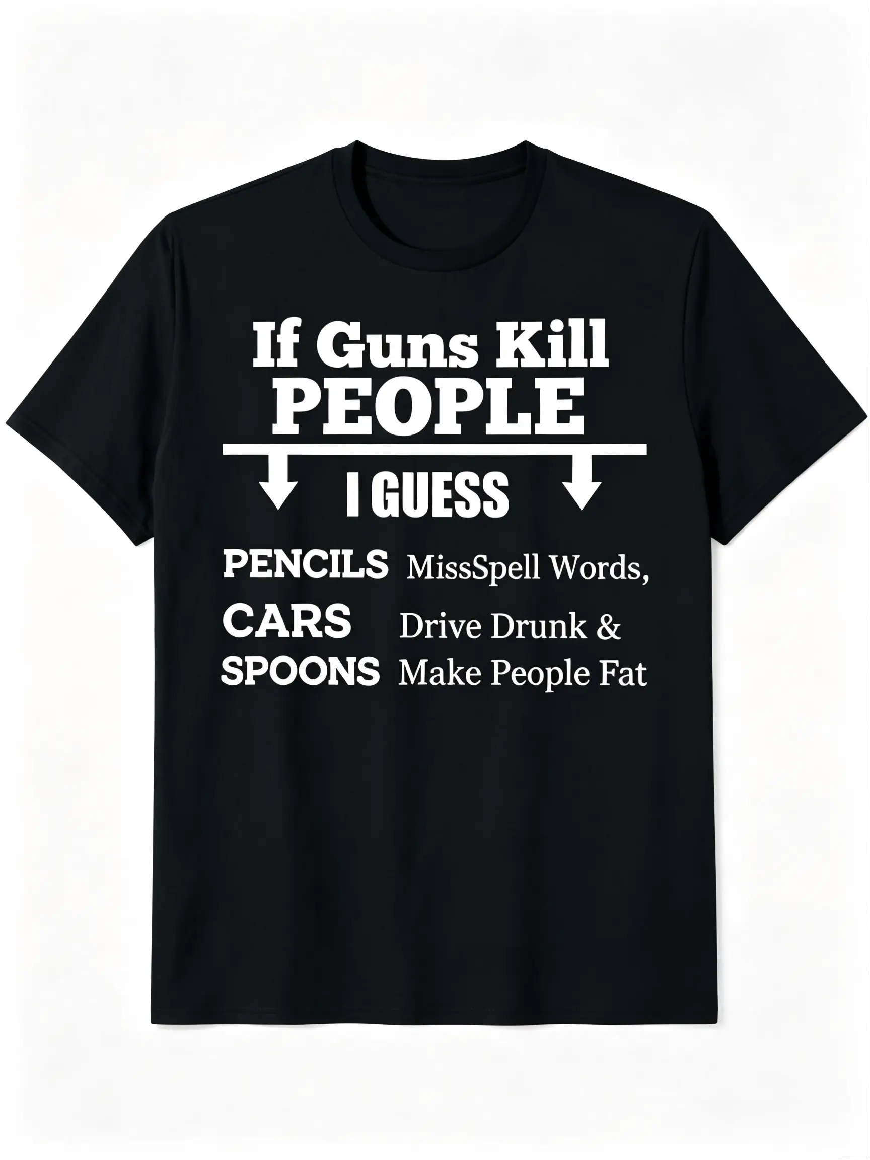 Oversized Graphic Cotton T-Shirt - Smooth, Natural Fabric, Funny "If Guns Kill People" Print for Sports & Outdoor Activities, Classic, Relaxed Fit, Menswear, Apparel, Loose, Soft, Tee, Casual, Ribbed, Round Neck, Vintage