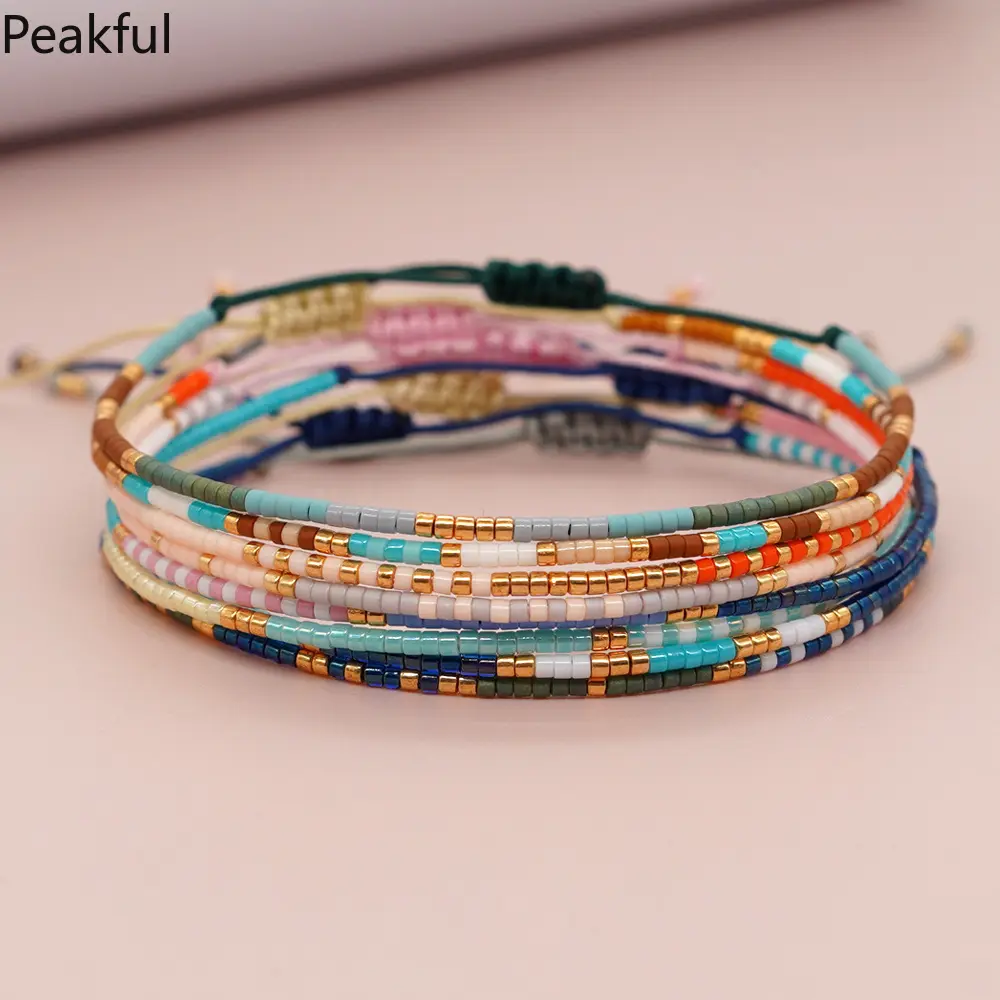 Tiny Beaded Simple Bracelets Summer Beach Rainbow Jewelry for Women Teen Girl Friendship Bracelet Y2K Boho Pulseras Mujer Design