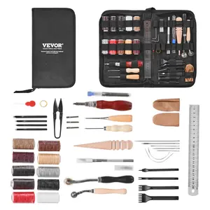 【Summervibes】VEVOR Leather Working Tools Kit, 38 PCS Leather Craft Tools with Portable Canvas Storage Bag, Engraving Punching Sewing Stamping Cutting Tools, Ideal for Beginners DIY Enthusiasts and Professionals