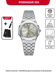 POEDAGAR Rectangular Design Women's Watch Night Light Date Waterproof Stainless Steel Watch Women's Versatile Quartz Watch Modern Fashionable Wristwatch