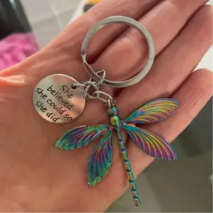 Vintage Dragonfly Design Keychain, Fashionable Spiral metallic Keychain for Women & Men, Unique Unisex Keychain Jewelry for Daily Use, Fashionable Alloy Keychain