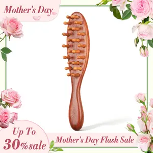 【Mother's Day】Loc Brush for Dreads, Comfortable Massage Comb,  Sandalwood Scraping Massage Wide Tooth Hair Comb for Microlocs, Elegant Wood, Love At First Find Dreadlock Care