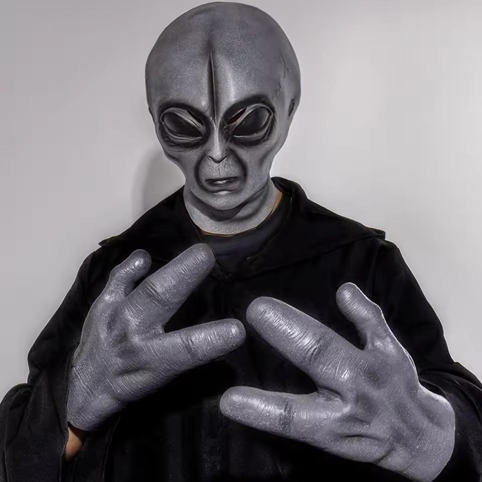 51 Area UFO Alien Mask Gloves Cosplay Extraterrestrial Organism Monster Skull Latex Helmet Hands Halloween Party Costume Props 51 Area UFO Alien Mask Gloves Cosplay Extraterrestrial Organism Monster Skull Latex Helmet Hands Halloween Party Costume Props