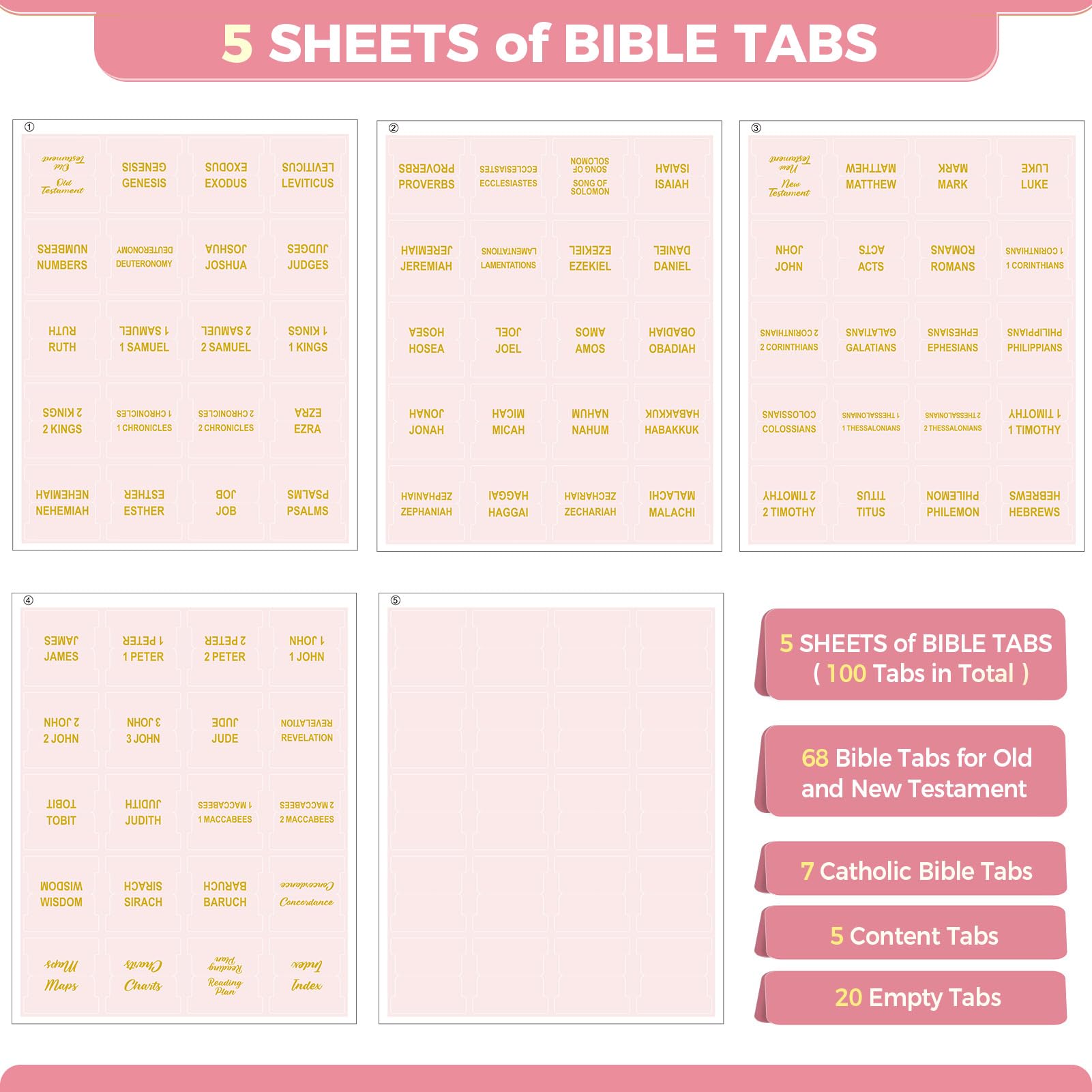 SKYDUE 100 Laminated Gold Foil Bible Tabs, Large Print Bold Text Durable Repositionable Easy-to-Apply Index Dividers for New & Old Testament, Elegant Family Gift for All Ages (Office Stationery) SKYDUE 100 Laminated Gold Foil Bible Tabs, Large Print Bold Text Durable Repositionable Easy-to-Apply Index Dividers for New & Old Testament, Elegant Family Gift for All Ages (Office Stationery)