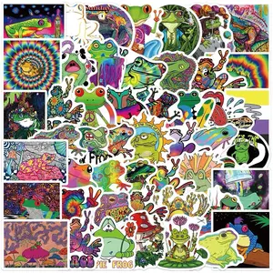 50 Pack of Cute Colorful Psychedelic Hippie Frog Stickers. No Duplicates and Waterproof.