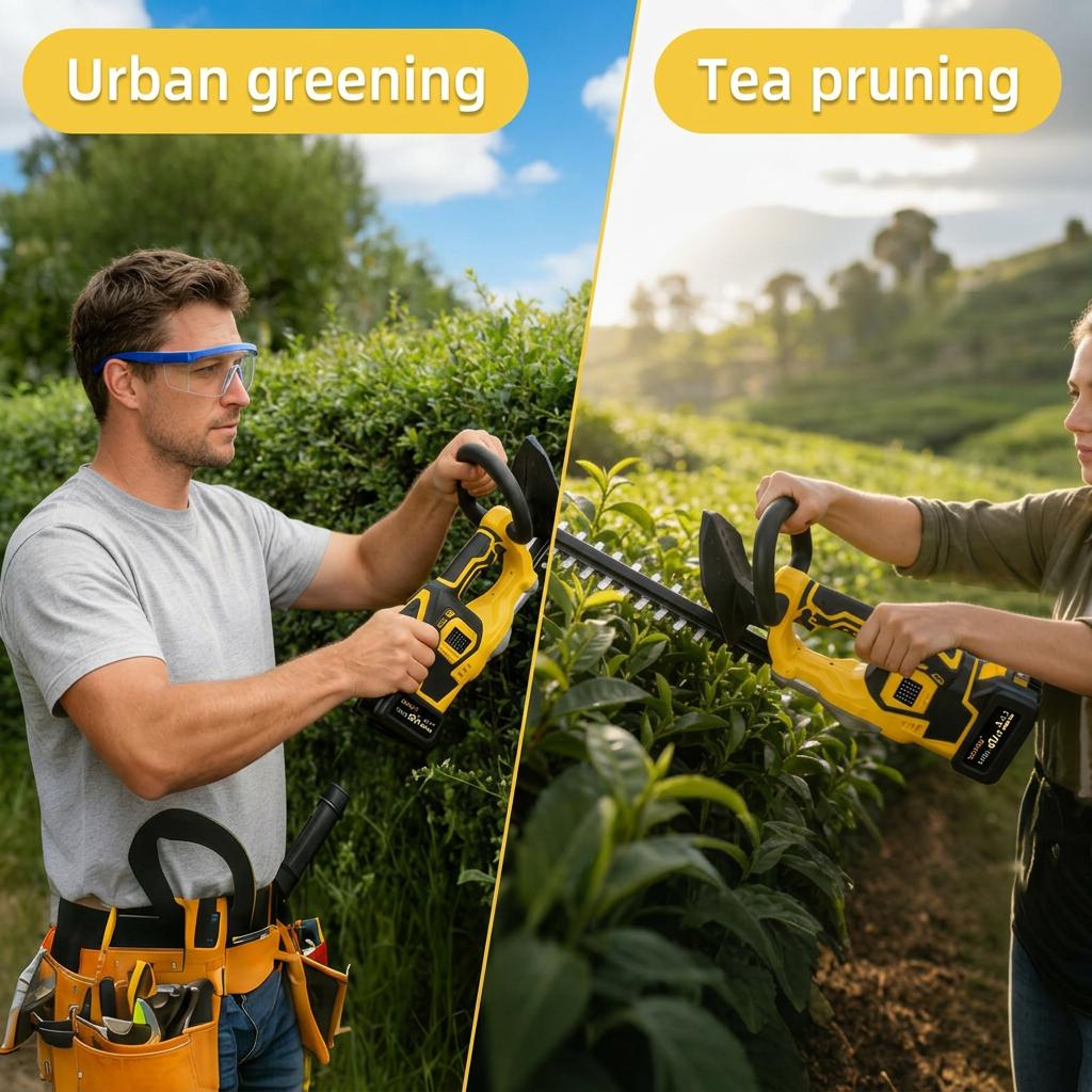 21V Power Cordless Electric Hedge Trimmer - Cordless Trimmer with Dual Safety Locks, Low Vibration, 3 Power Modes, 4.4 lbs Lightweight, 22000 RPM, Easy Maintenance, Splash Guard, Fast Charger - For Hedge, Shrub Pruning in Courtyards, Gardens