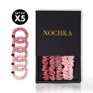 Blush Shades Ultra-Skinny Silk Scrunchies (Set of 5)