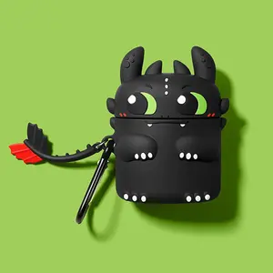 Black - Cute Dragon protective headphone case for airpod 1/2/Pro shockproof case, headphone cover, airpod 1/2/i12/airpod pro headphone case