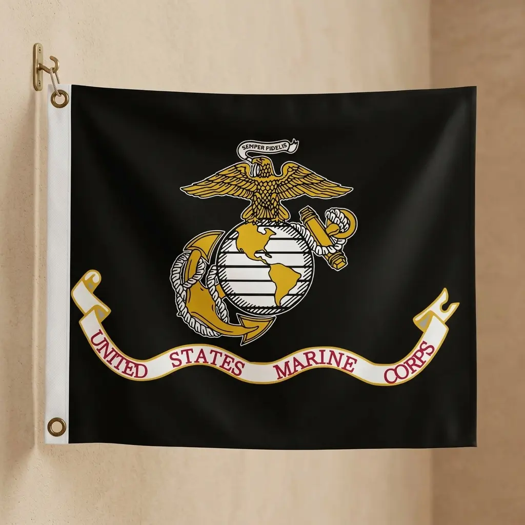 USMC United States Marine Corps Black EGA Premium Flag, Outdoor Banner, Stripes Home Yard Decor Flag Decorative Vibrant Celebrating