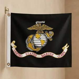 USMC United States Marine Corps Black EGA Premium Flag, Outdoor Banner, Stripes Home Yard Decor Flag Decorative Vibrant Celebrating