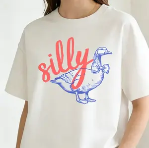 Silly Goose Shirt, Silly Goose TShirt, Aesthetic T-Shirt'S, Funny Shirt Gift,  Tee Retro Funny Meme Gift, Funny Goose,women Shirt Printed Graphic Tee Women'S Casual Short-Sleeved Top, Women Summer Top.