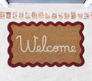 VCNY Home Red Scalloped Edge Welcome Coir Outdoor Doormat